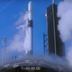 SpaceX’s Falcon 9 rocket, shown above, at the moment when it was supposed to take off.
